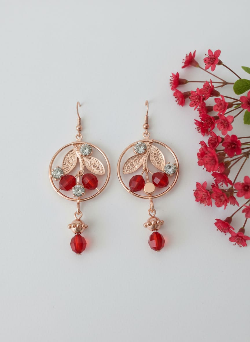 Cherry Blossom Crystal Drop Earrings