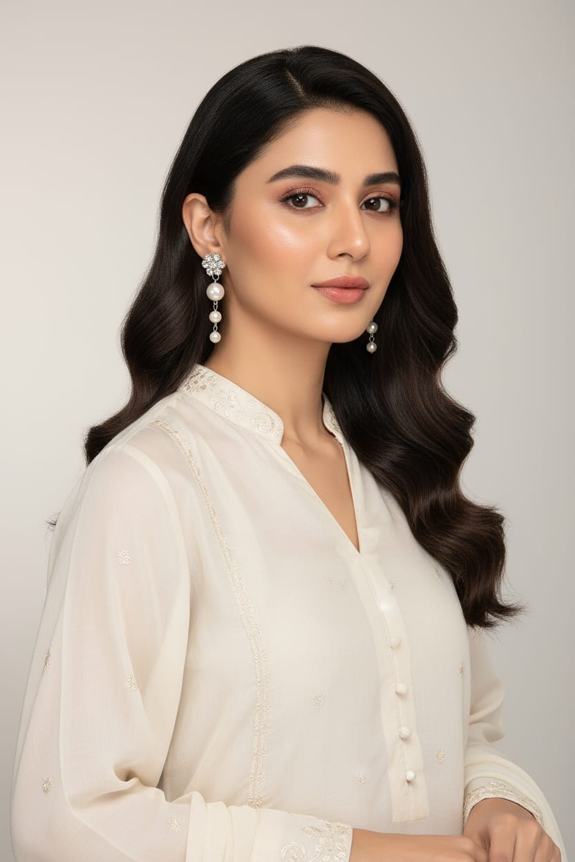 Elegant Floral Crystal & Pearl Drop Earrings