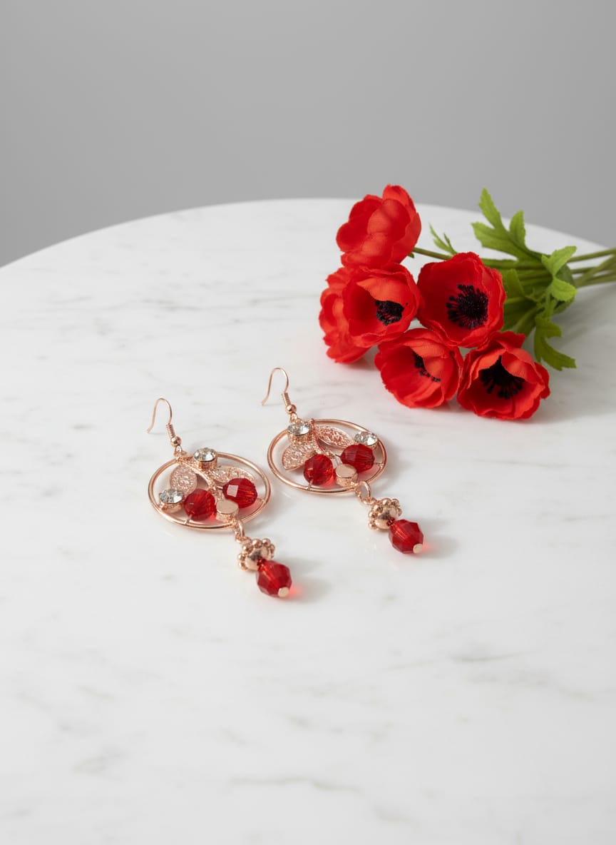 Cherry Blossom Crystal Drop Earrings