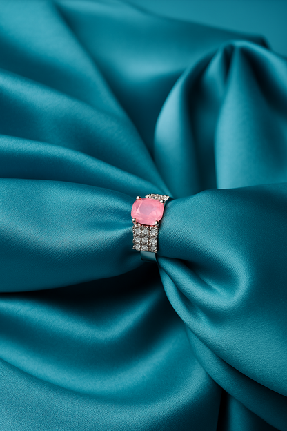 Crystal Pavé Gemstone Ring