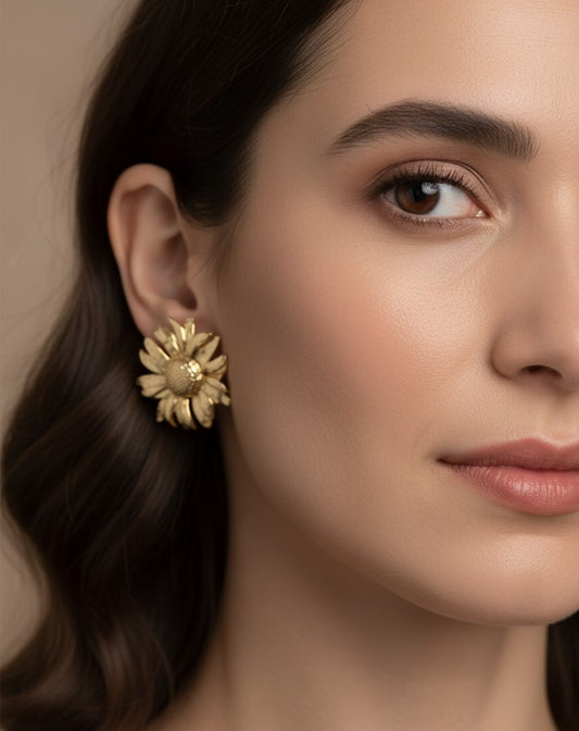 Golden Sunflower Statement Earrings