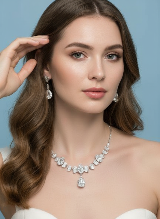 Elegant Ruby Crystal Necklace Set