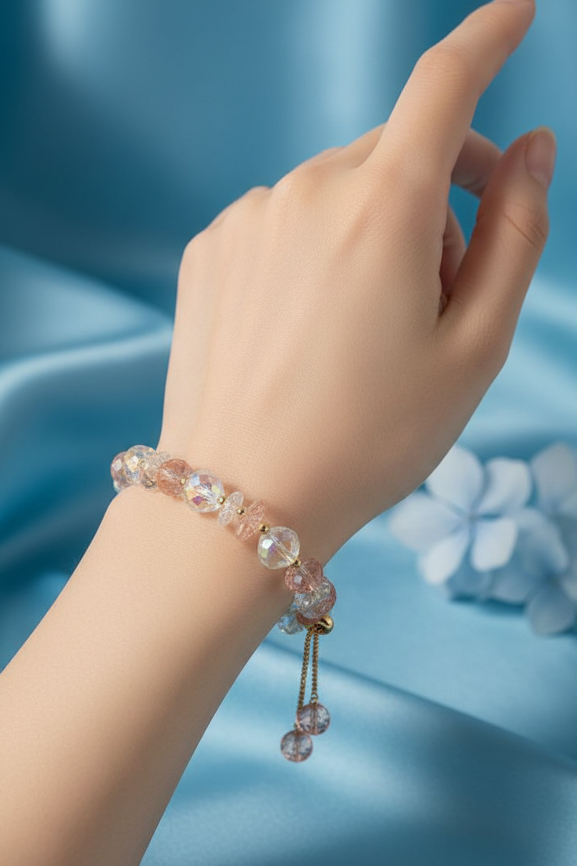 Sparkling Crystal Bead Bracelet - Adjustable Design